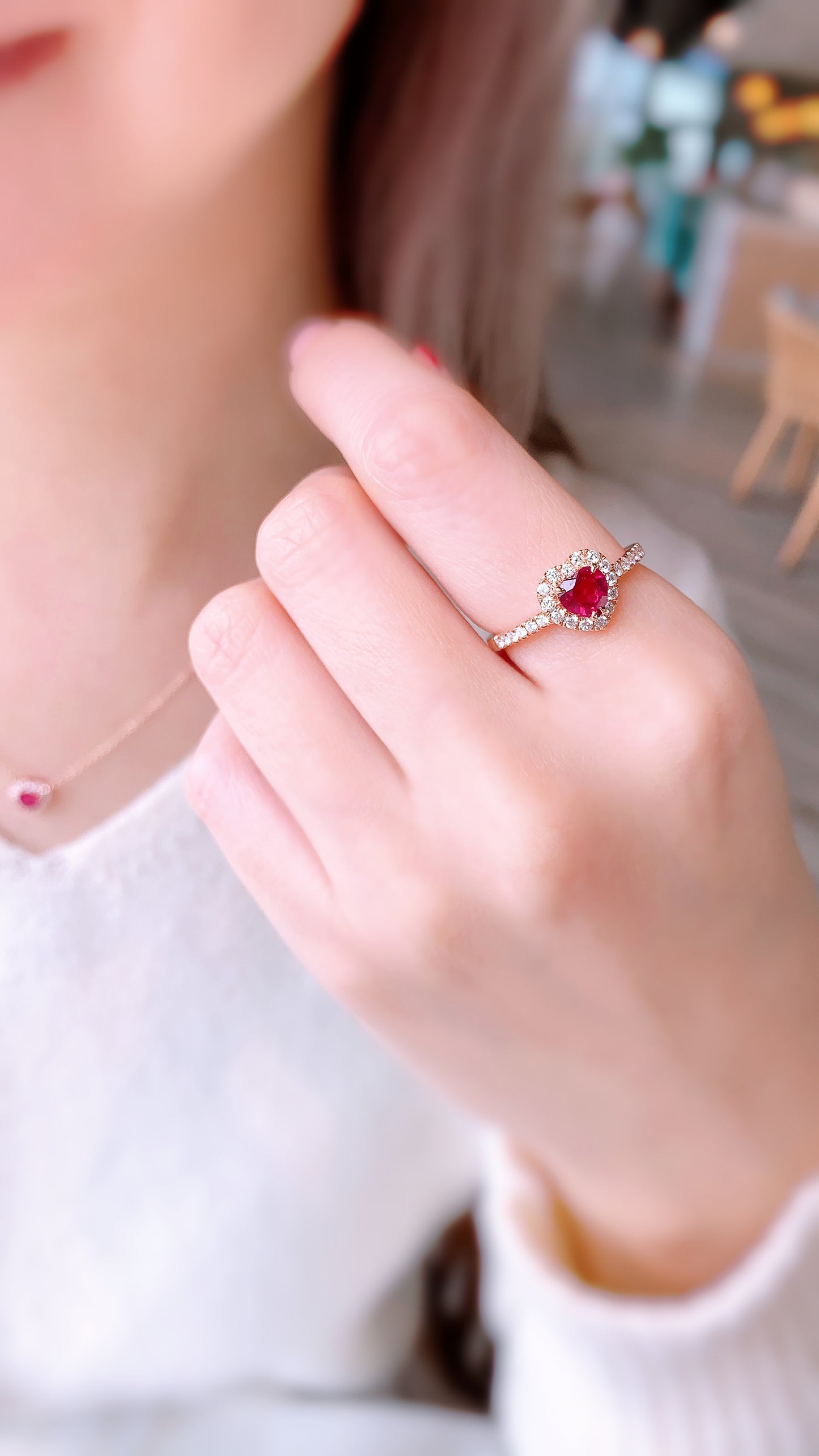 Heart Shape Ruby and Diamond Ring(WK3502)