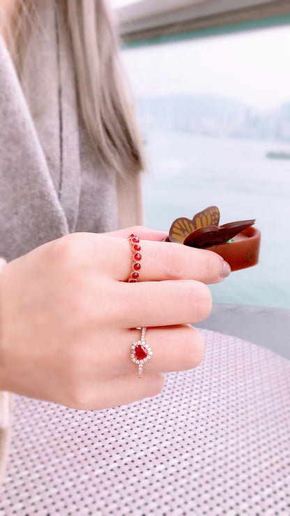 Heart Shape Ruby and Diamond Ring(WK3502)