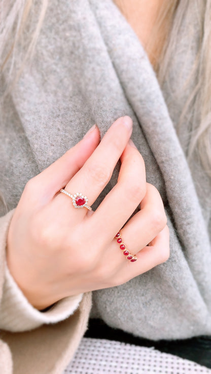 Heart Shape Ruby and Diamond Ring(WK3502)