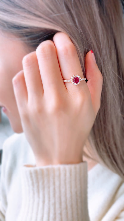 Heart Shape Ruby and Diamond Ring(WK3502)