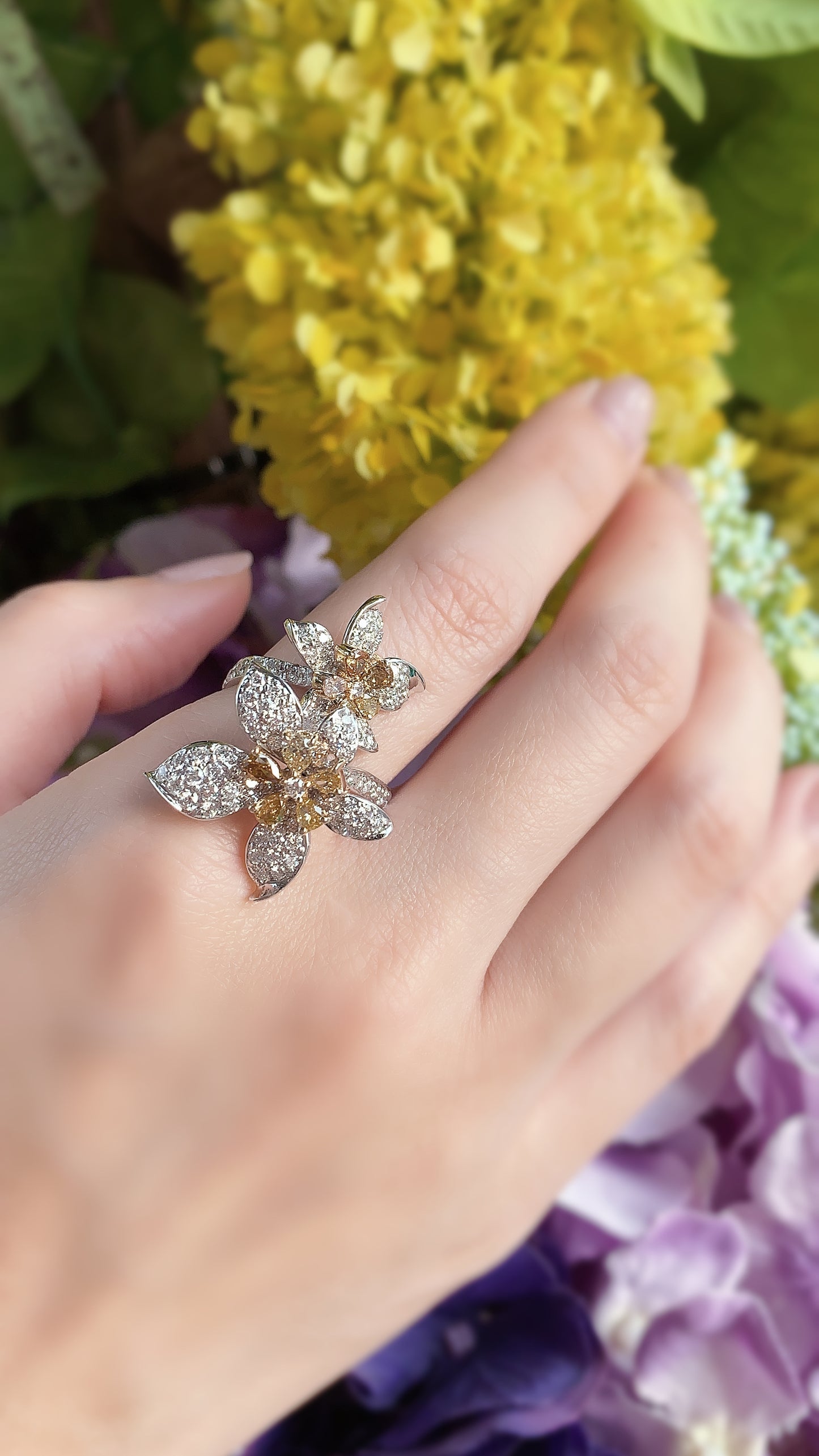 Floral Cocktail Diamond Ring-ZFO00012979