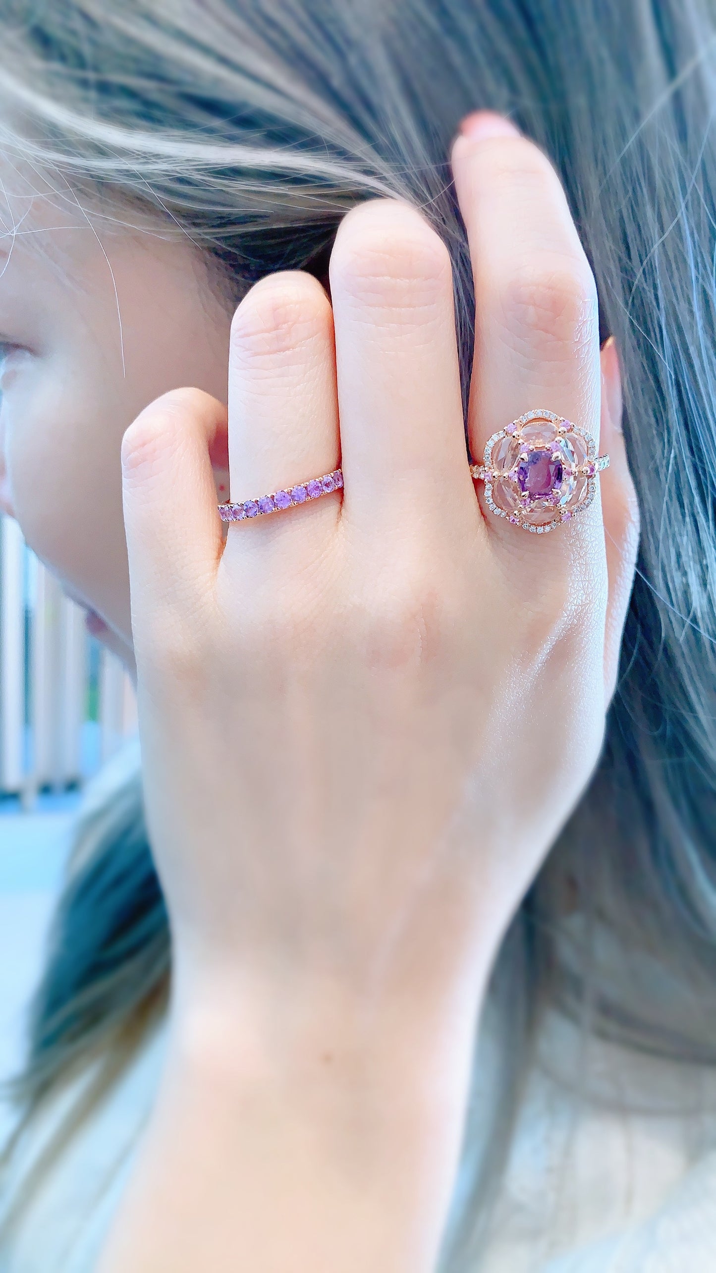 Purple Sapphire and Diamond Ring(WK3527)