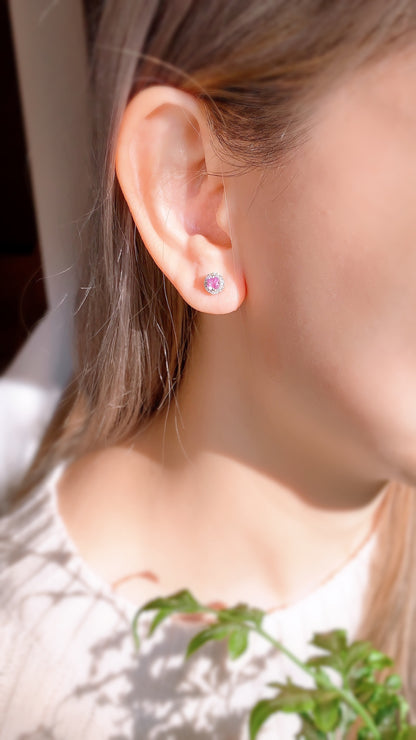 Pink Sapphire & Diamond Earrings-BCO00001438