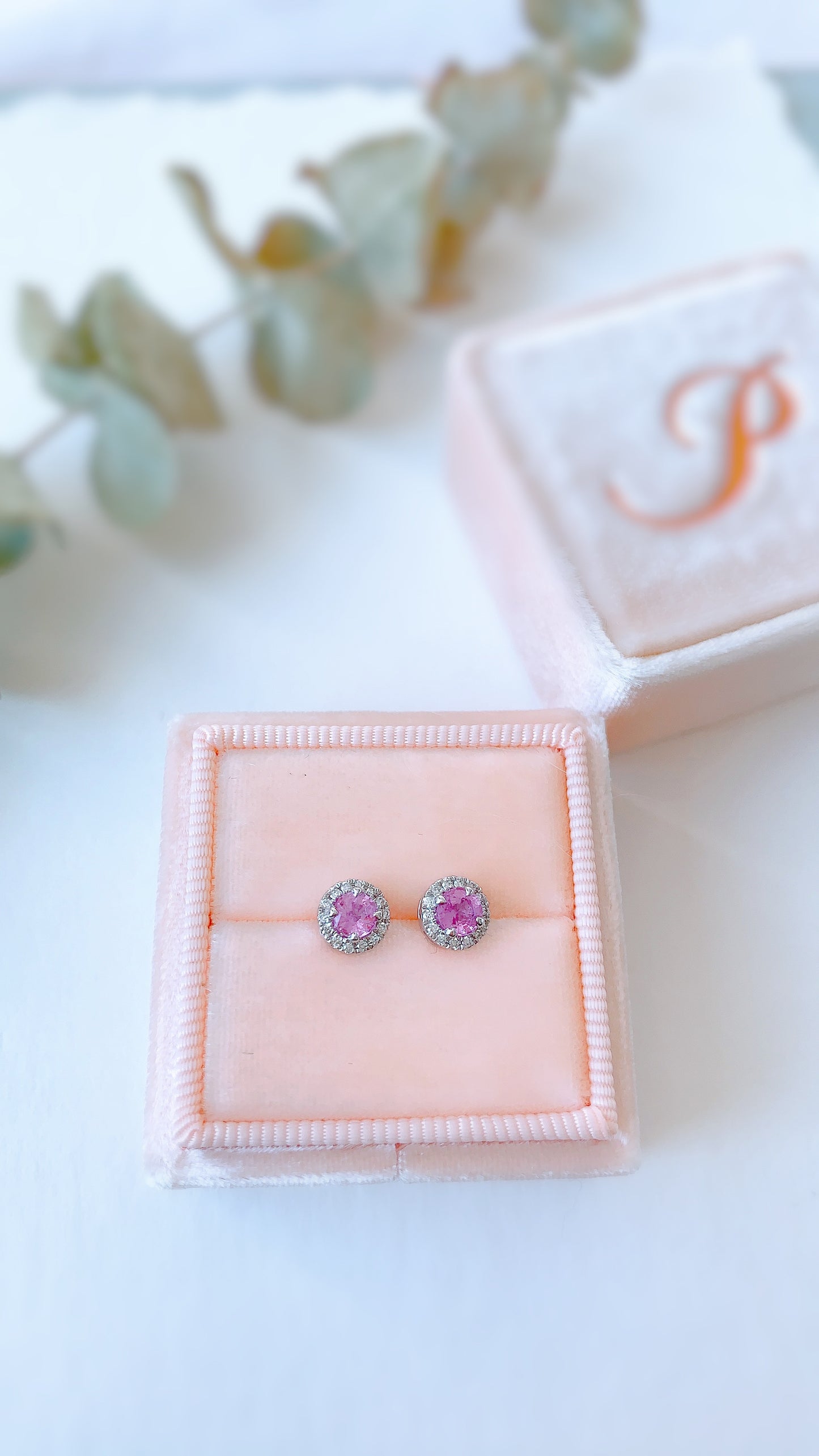 Pink Sapphire & Diamond Earrings-BCO00001438