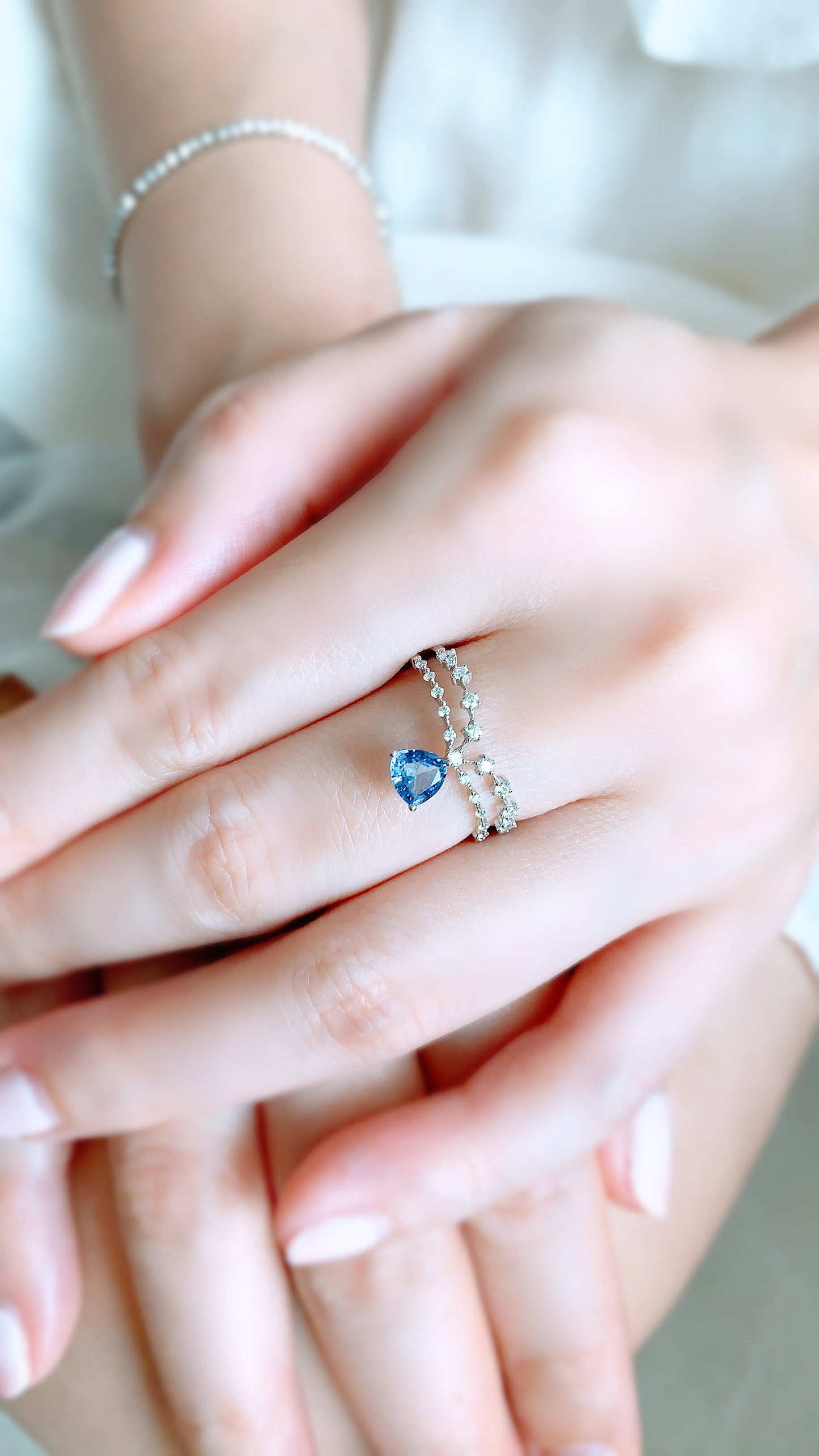 Blue Sapphire & Diamond Ring-WK3404