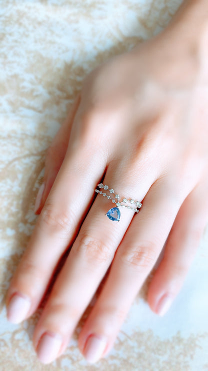 Blue Sapphire & Diamond Ring-WK3404