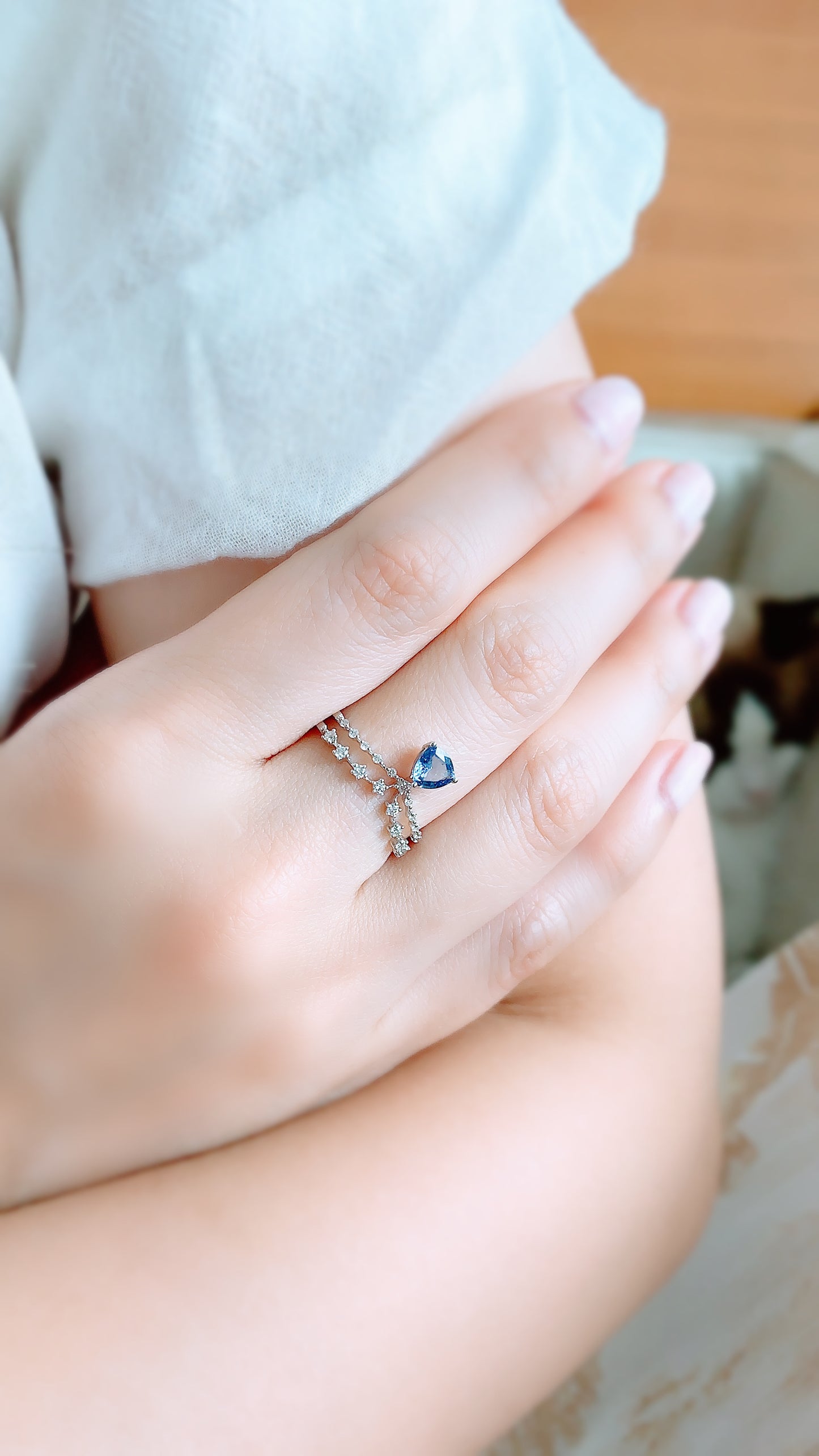 Blue Sapphire & Diamond Ring-WK3404