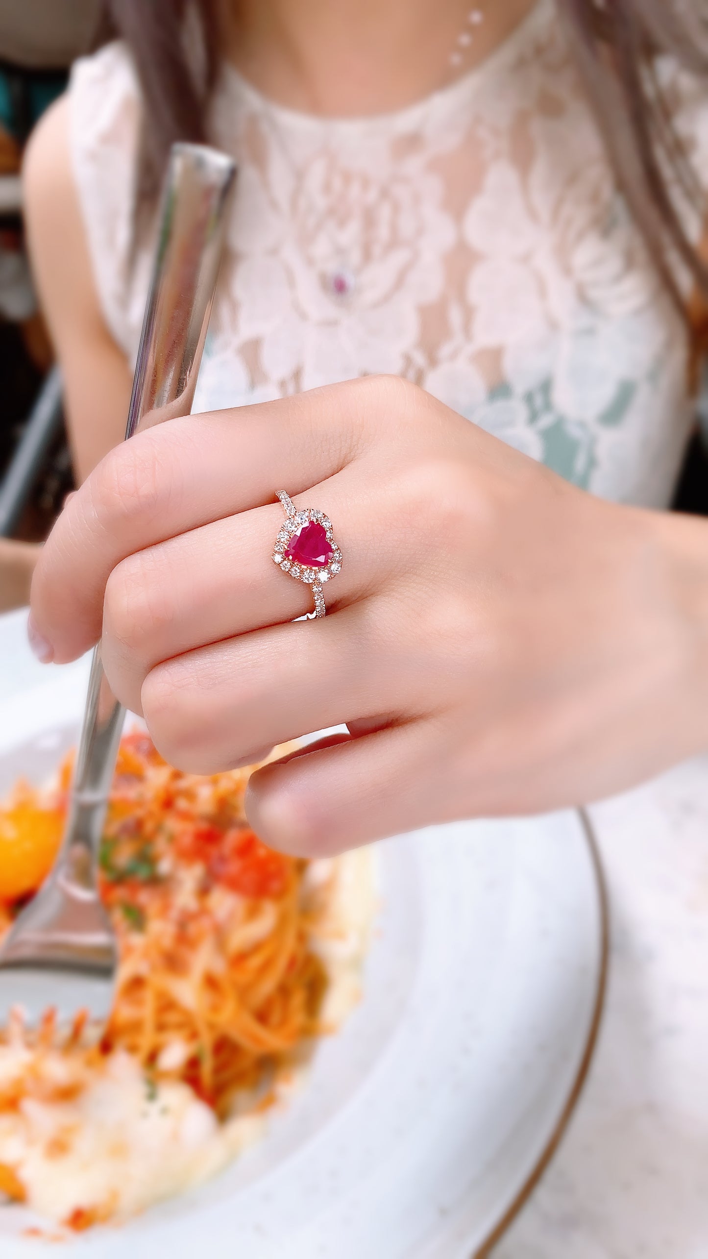 Heart Shape Ruby and Diamond Ring-BFO00002751