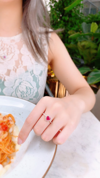 Heart Shape Ruby and Diamond Ring-BFO00002751