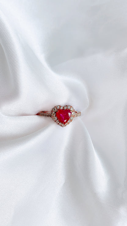 Heart Shape Ruby and Diamond Ring-BFO00002751