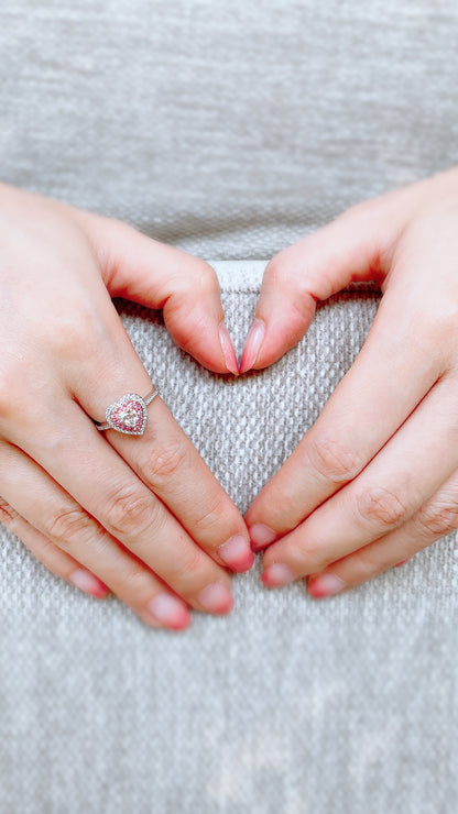 Heart Shape Diamond and Pink Sapphire Ring-ZFO00024681