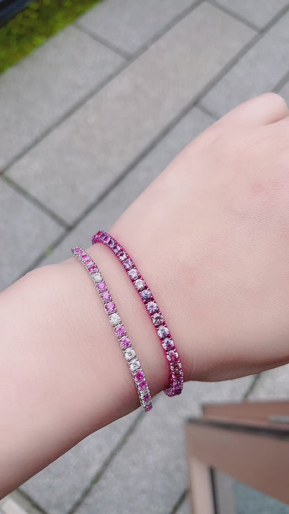 Pink Sapphire and Diamond Bracelet-WK3763